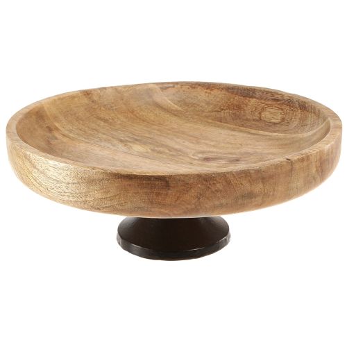 Cuenco de madera con pie cuenco decorativo madera natural negro Ø25cm