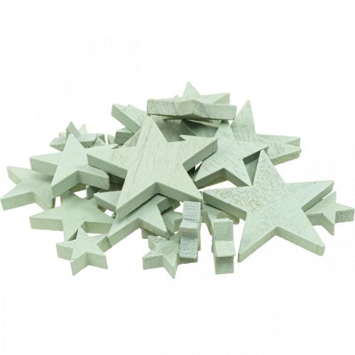 Artículo Decoración de estrellas de madera decoración dispersa Navidad menta 3/5/7cm 29 piezas