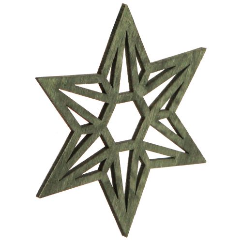 Artículo Estrellas de madera decoración navideña decoración de madera estrellas verde 8cm 16 piezas