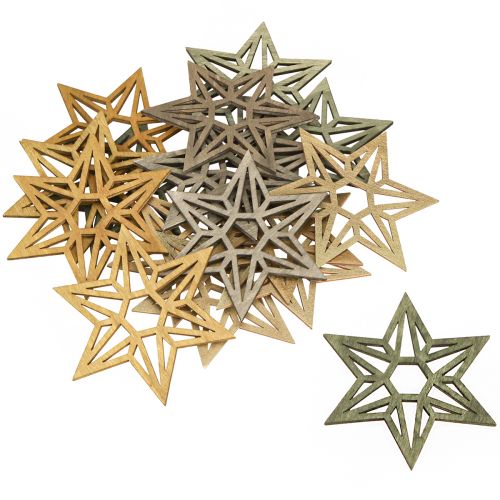 Artículo Estrellas de madera decoración navideña decoración de madera estrellas verde 8cm 16 piezas