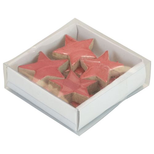 Artículo Decoración de estrellas de madera Decoración navideña estrellas rosa brillo Ø5cm 8 piezas