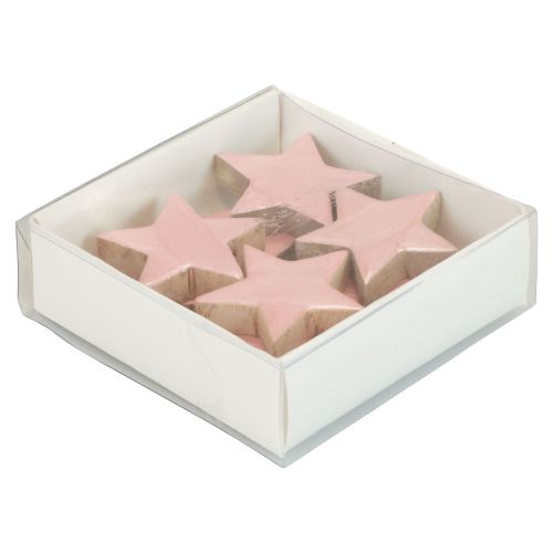 Artículo Estrellas de madera decoración estrellas decoración navideña rosa brillo Ø5cm 8 piezas