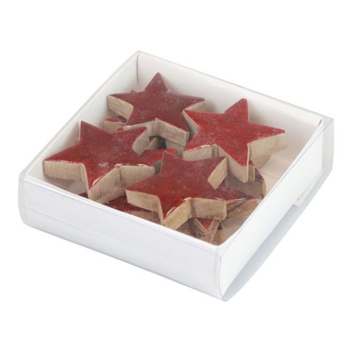 Artículo Estrellas de madera estrellas decorativas decoración dispersa roja efecto brillante Ø5cm 12 piezas