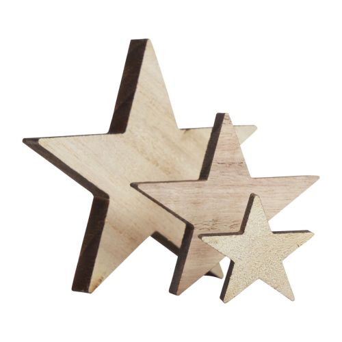 Artículo Decoración de estrellas de madera decoración dispersa Navidad natural 3/5/7cm 29 piezas