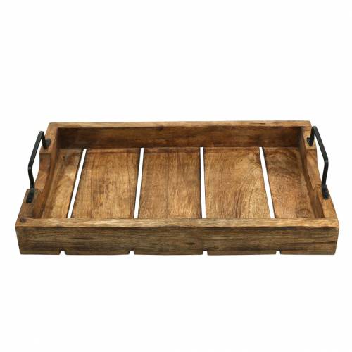 Floristik24 Bandeja de madera con asas mango aspecto antiguo 38,5 × 25cm
