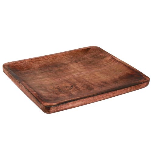 Bandeja de madera bandeja decorativa rectangular marrón oscuro esmaltada 30×25cm