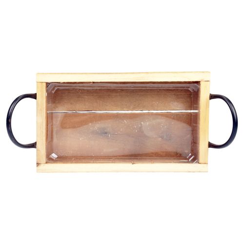 Artículo Bandeja de madera con asas bandeja decorativa negro natural 30×17×5cm