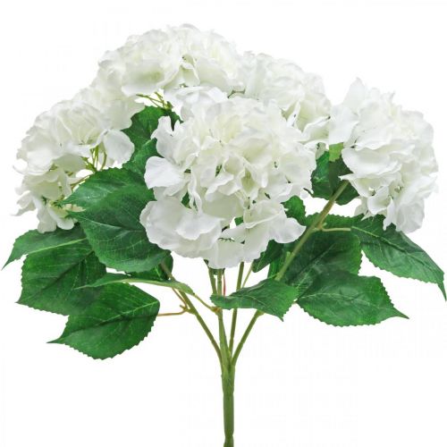  Deco ramo de hortensias blancas flores artificiales 5 flores  48cm - comprar barato en línea