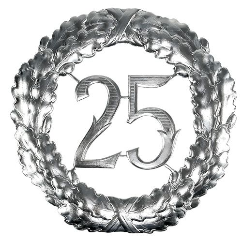 Aniversario número 25 en plata Ø40cm