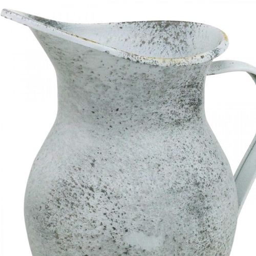 Artículo Jarra decorativa metal blanco lavado shabby chic H18.5cm