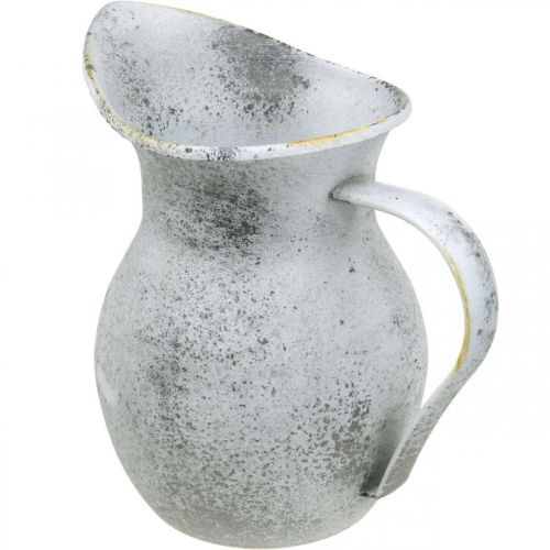 Artículo Jarra decorativa metal blanco lavado shabby chic H18.5cm