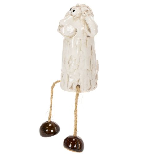 Artículo Figura de oveja de cerámica, oveja sentada, para Pascua y decoración todo el año, 18 cm, 3 piezas