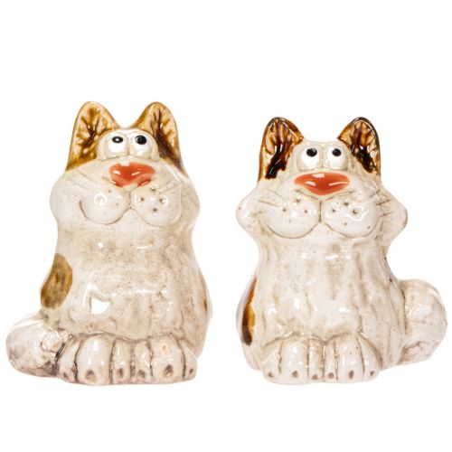 Artículo Figuras decorativas de gato de cerámica, divertidas figuras de animales para decorar el salón, 8 cm, 4 piezas