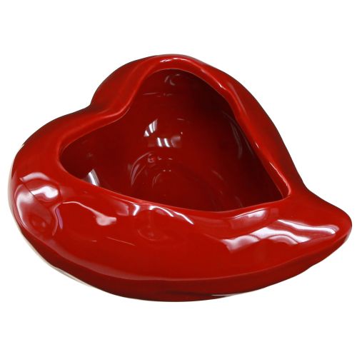 Cuenco decorativo de cerámica corazones rojo brillante 13×15×6,5cm 2 piezas