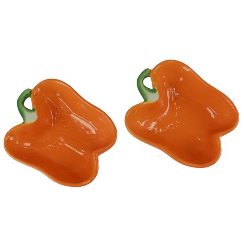 Artículo Cuencos de cerámica decoración pimiento naranja 16x13x4,5cm 2ud