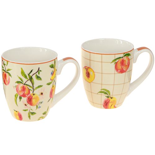 Taza de cerámica taza de melocotones decoración de cerámica H10,5cm 2 piezas