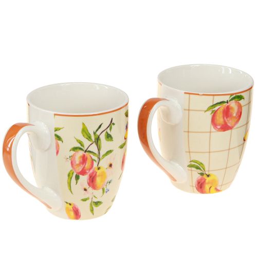 Artículo Taza de cerámica taza de melocotones decoración de cerámica H10,5cm 2 piezas