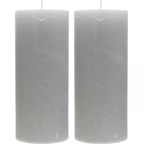 Artículo Velas de pilar monocolor gris claro 85×200mm 2 piezas