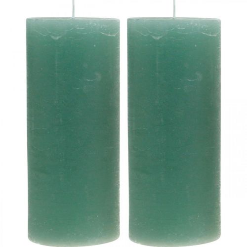 Artículo Velas de pilar teñidas de jade verde 85×200mm 2ud