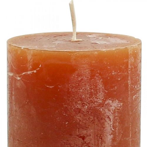 Artículo Velas de color liso velas de pilar rojo-marrón 50×100mm 4 piezas