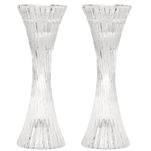 Artículo Portavelas de vidrio transparente con ranuras para candelabros H20cm 2 piezas