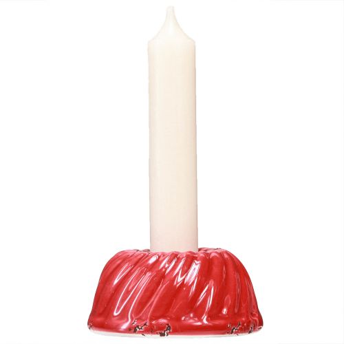 Artículo Portavelas para velas de palo molde para hornear cerámica roja 8cm 6 piezas