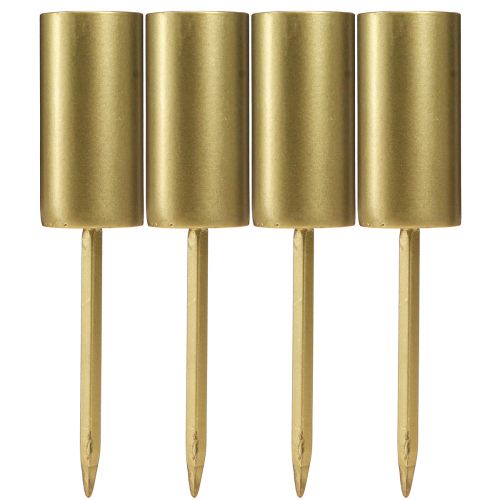 Artículo Portavelas para velas de palo metal dorado Ø28mm 15cm 4 piezas