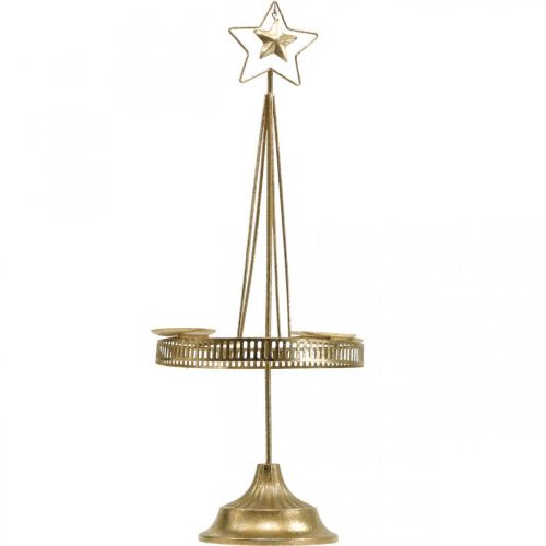 Artículo Candelabro Pilar Vela Estrella Oro Ø23cm H49.5cm
