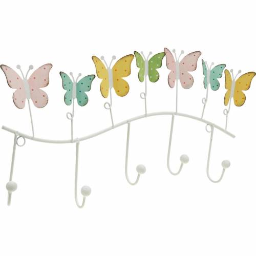 Artículo Decoración primaveral, perchero con mariposas, decoración en metal, perchero decorativo 36cm