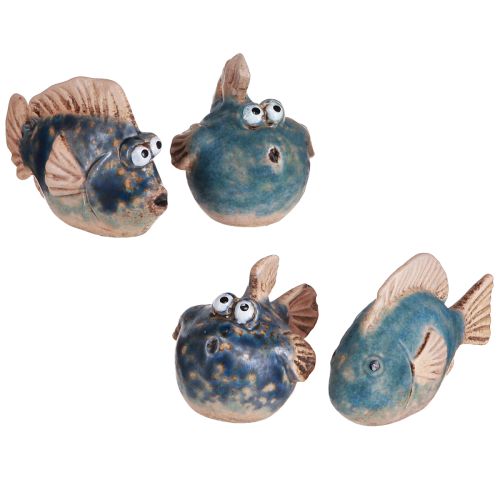 Peces pequeños divertido adorno cerámico azul surtido 6-9cm 4uds