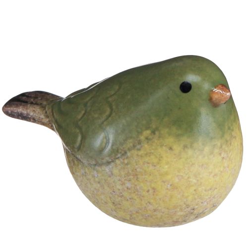 Pequeño pájaro de cerámica decoración de cerámica verde primavera 8,5 cm 4 piezas