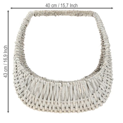 Artículo Cesta de mimbre con asa Gris blanco A43/34/27cm Juego de 3