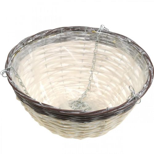 Artículo Cesta decorativa para colgar cesta colgante blanco, marrón oscuro Ø34cm