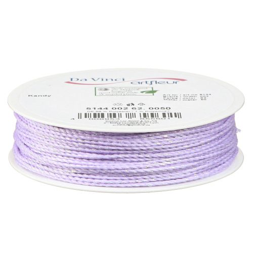 Artículo Cordón con mica cordón decorativo violeta iridiscente 15mm 50m