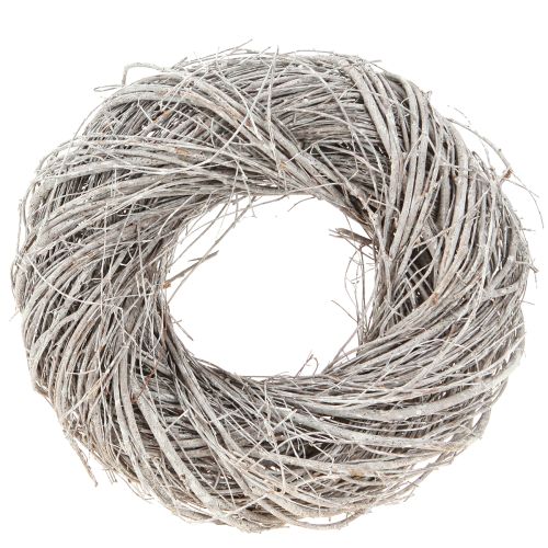 Corona de olmo blanca decorativa, corona natural blanqueada, Ø25 cm
