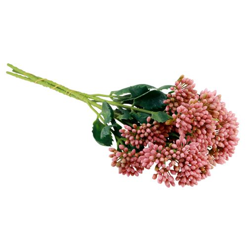 Artículo Gallina Gorda Artificial Sedum Stonecrop floración rosa 47cm 3ud