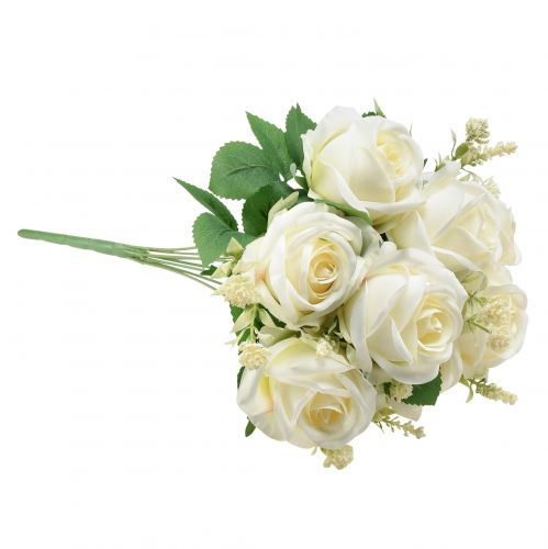 Artículo Rosas Artificiales Ramo De Flores Artificiales Rosas Blancas Pick 42cm