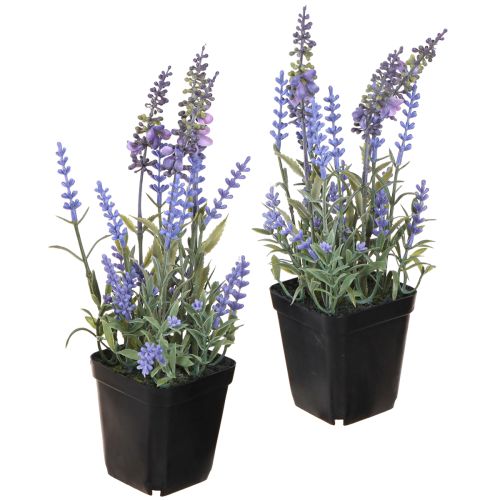 Lavanda artificial en maceta Plantas artificiales con flores 25 cm 2 piezas