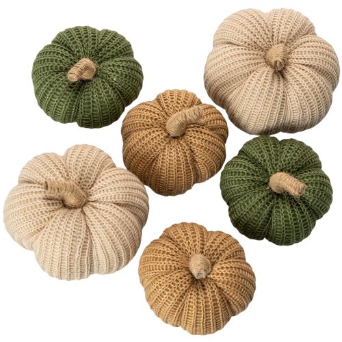 Artículo Calabazas decorativas de punto, decoración otoñal, 10 cm, 6 unidades