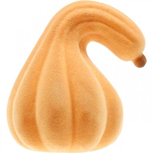 Artículo Calabaza decorativa curvada naranja flocada Calabaza decorativa artificial 18cm