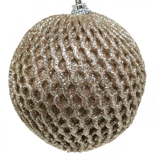 Artículo Bola navideña champagne bola árbol nido de abeja Ø8cm 6pcs