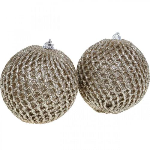 Artículo Bola navideña champagne bola árbol nido de abeja Ø8cm 6pcs