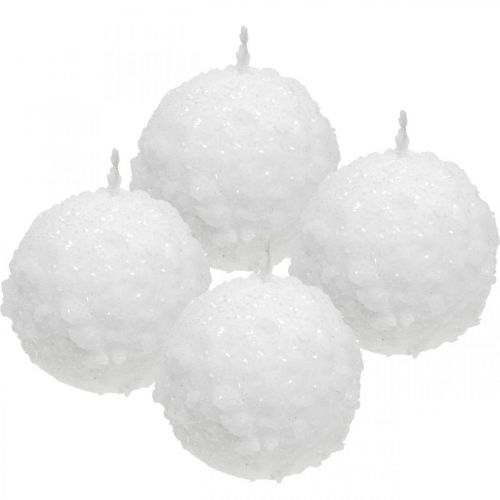 Artículo Velas de Adviento, velas de bola, velas de bola de nieve 80mm 4ud