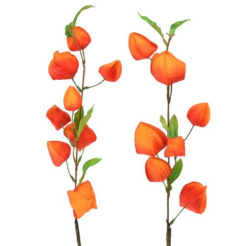 Artículo Flor artificial flor de farol naranja Physalis flores decorativas de seda 93cm 2 piezas