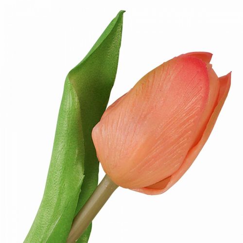 Artículo Flor artificial Tulipán Melocotón Real Touch flor de primavera H21cm