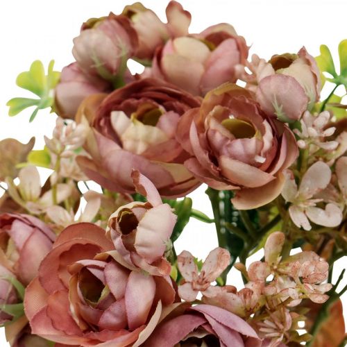 Artículo Ramo de flores artificiales deco ranunculus rosa artificial 32cm