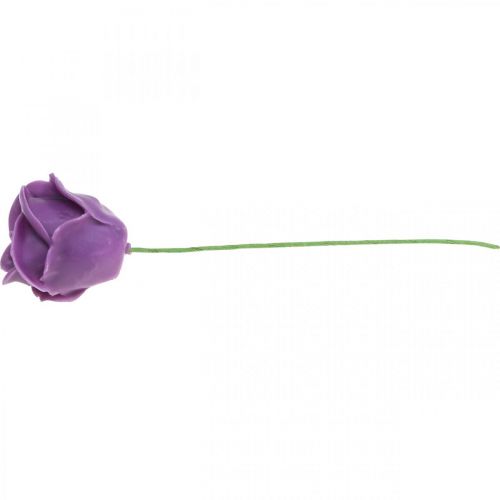 Artículo Rosas artificiales rosas de cera violeta rosas decorativas cera Ø6cm 18 piezas