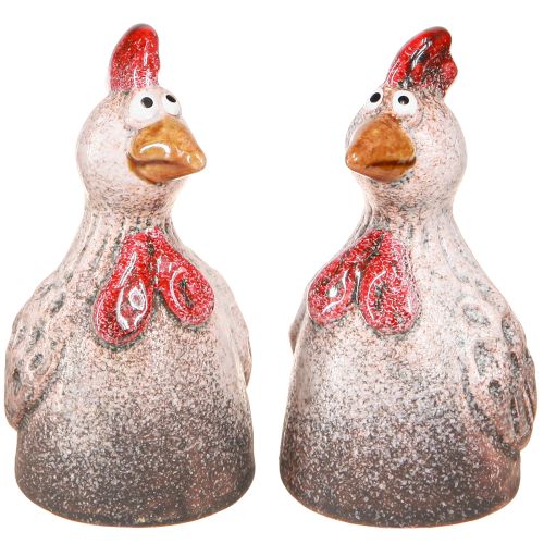 Divertida figura decorativa de cerámica gallina decorativa Pascua 10,5cm 4 piezas