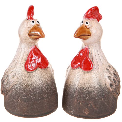 Pollo divertido decoración de cerámica pollo de cerámica Pascua 13,5cm 2 piezas