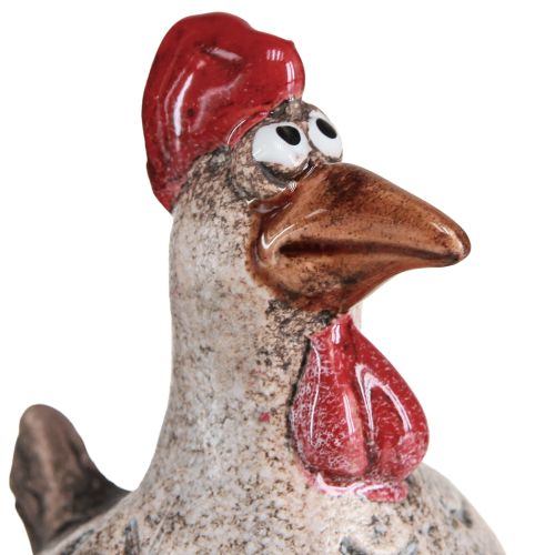 Artículo Taburete con borde decorativo de cerámica divertido pollo Pascua 9,5 cm 3 piezas